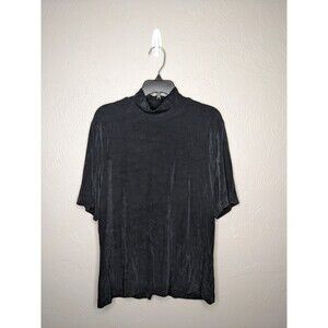 US Wear Womens Medium Black Mock Neck Witchy Vampy Goth Acetate Top